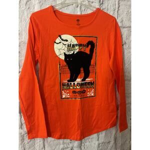 NWT Happy Halloween Small Black Cat LS Tee
